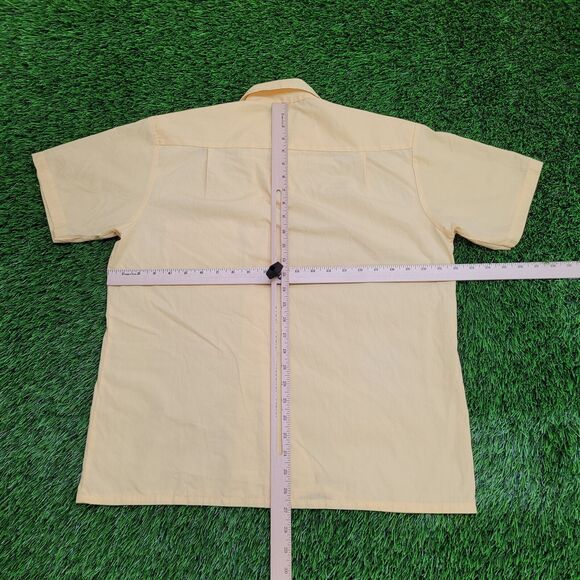 Vintage 90s MOD Button Shirt Medium 22x27 Yellow USA - Picture 7 of 11